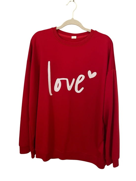 Tops - Red "Love" Graphic Sweatshirt - NWOT